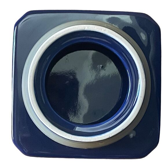 Vintage Roshco TileWare Cobalt Blue Baker Graphic Tile Ceramic Square Canister - Picture 10 of 13